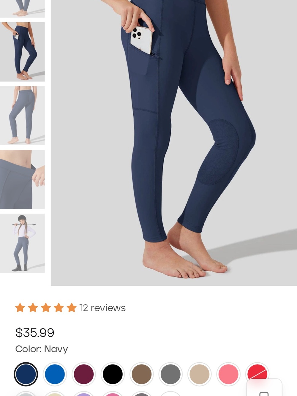 Girl’s horse riding pants with knee patch